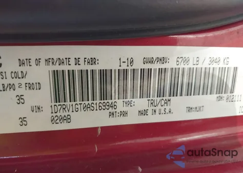 2010 Dodge Ram 1500 Slt/Sport/Trx z USA, uszkodzony, nr VIN 1D7RV1GT0AS169946